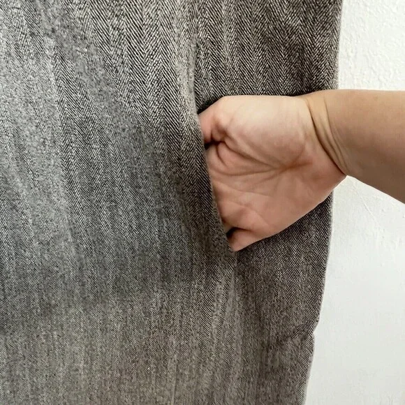 Alfred Sung Sleeveless Shift Dress Pockets Herringbone Style Design Brown Size 6 - Picture 5 of 12